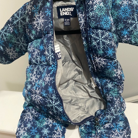 Land’s End 3-6 months Baby Bunting Snowsuit removable faux fur hood * worn once - Picture 13 of 14